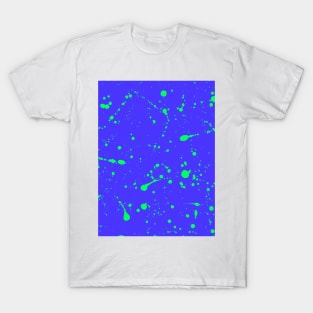 Neon Green Spray Splatter On Blue Violet T-Shirt